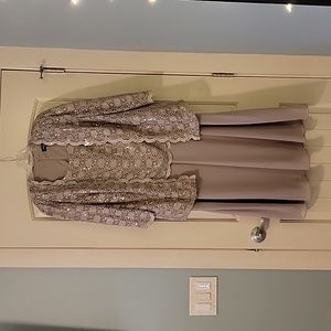 R&M Richards Woman Lace and Sequin Special Occasion Taupe Dress Size 14W